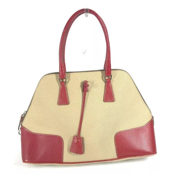 PRADA BN0081 Bicolor triangle logo plate Shoulder Bag Hand Bag Tote Bag - Picture 1 of 16